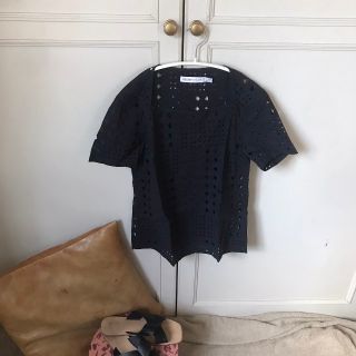 シーバイクロエ(SEE BY CHLOE)のseebychloeネイビーレースカットソーflowervintagemiumi(カットソー(長袖/七分))