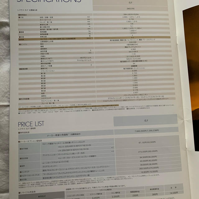 トヨタ(トヨタ)のレクサスIS Fカタログ 自動車/バイクの自動車(カタログ/マニュアル)の商品写真