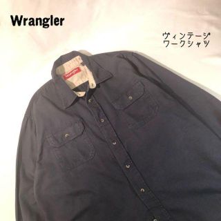 ラングラー(Wrangler)のラングラー Wrangler ヴィンテージ ワークシャツ ネイビー ビッグサイズ(シャツ)