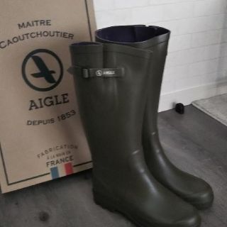 エーグル(AIGLE)のAIGLE レインブーツ カーキ 未着用です(レインブーツ/長靴)