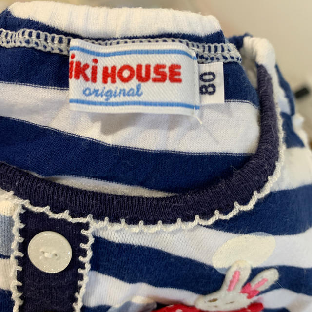 mikihouse(ミキハウス)のミキハウス　レース袖ワンピース　80㎝ キッズ/ベビー/マタニティのベビー服(~85cm)(ワンピース)の商品写真