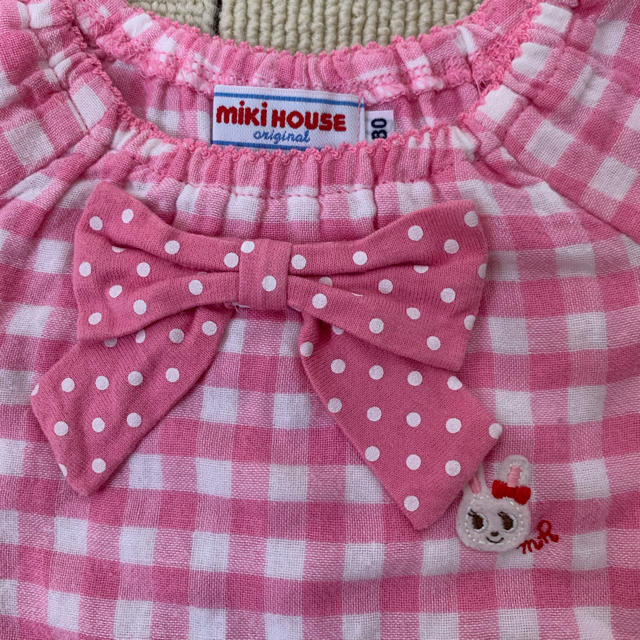 mikihouse(ミキハウス)の（80）ミキハウス　ピンクチェック　チュニック キッズ/ベビー/マタニティのベビー服(~85cm)(シャツ/カットソー)の商品写真