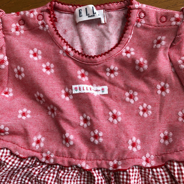 ELLE(エル)のELLE赤チェックワンピース(๑˃̵ᴗ˂̵)90㎝ キッズ/ベビー/マタニティのキッズ服女の子用(90cm~)(ワンピース)の商品写真