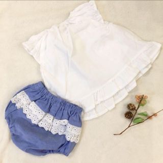 シシュノン(SiShuNon)の新品　夏物　ベビー　80 90 女の子　セットアップ　トップス&パンツ　デニム(ワンピース)