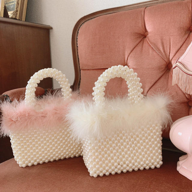 【import】feather pearl bag