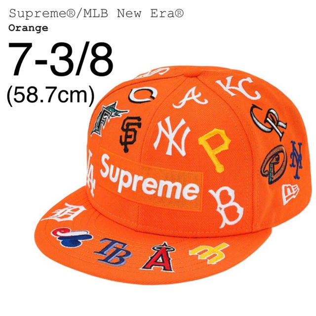 20ss Supreme MLB New Era Cap オレンジ 7-3/8