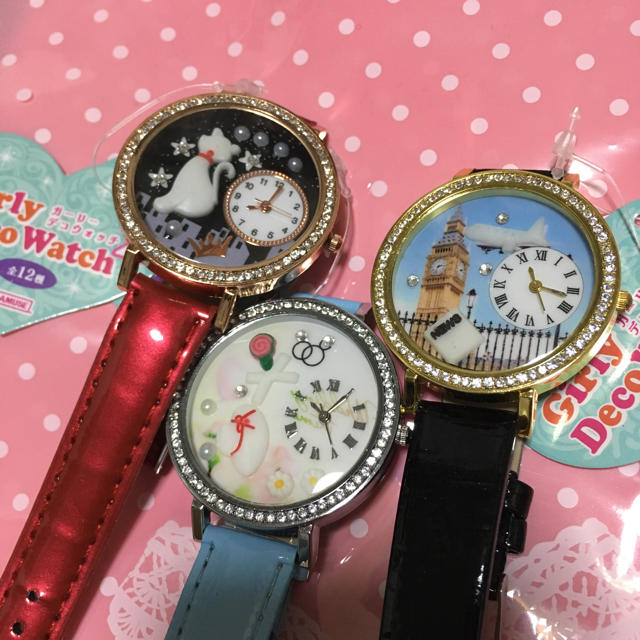 3点セット ガーリー デコ ウォッチ 腕時計 時計 エンタメ/ホビーのおもちゃ/ぬいぐるみ(キャラクターグッズ)の商品写真