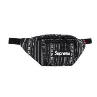 シュプリーム(Supreme)のWoven Stripe Waist Bag(ブラック)(ウエストポーチ)