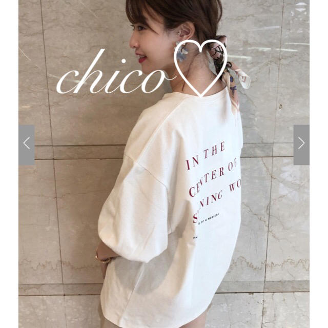 who's who Chico(フーズフーチコ)の今季♡チコ♡5部袖バックプリントビッグT レディースのトップス(Tシャツ(半袖/袖なし))の商品写真