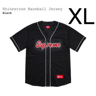 Supreme Rhinestone Baseball Jersey 黒 M