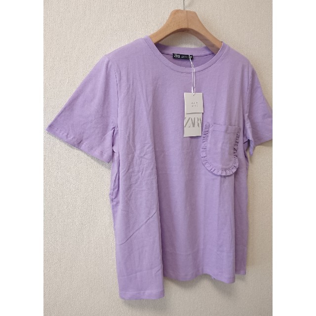 ZARA(ザラ)の今季 新品 ZARA ザラ フリルポケット Tシャツ 半袖 トップス レディースのトップス(Tシャツ(半袖/袖なし))の商品写真