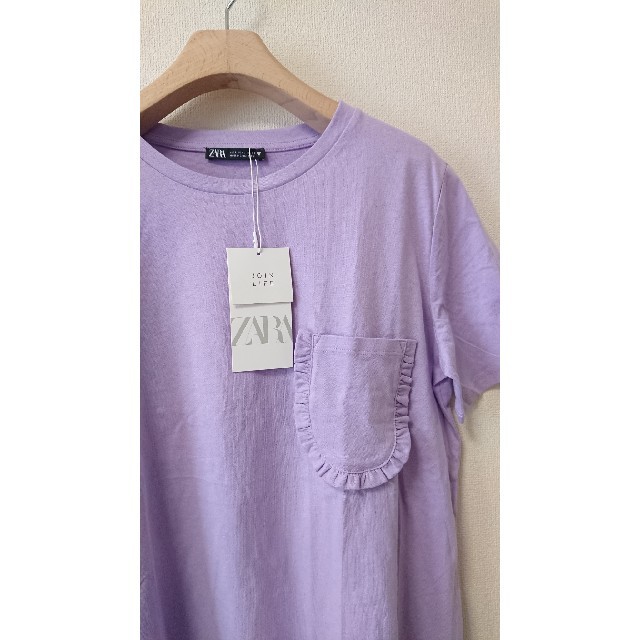 ZARA(ザラ)の今季 新品 ZARA ザラ フリルポケット Tシャツ 半袖 トップス レディースのトップス(Tシャツ(半袖/袖なし))の商品写真