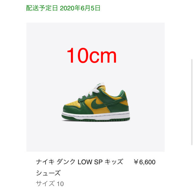 NIKE(ナイキ)の10cm NIKE DUNK LOW SP TD 1ベビー ダンク BRAZIL キッズ/ベビー/マタニティのベビー靴/シューズ(~14cm)(スニーカー)の商品写真