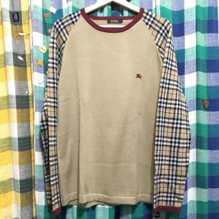 バーバリー(BURBERRY)のバーバリー burberry スリーブチェックニット Mくらい used 古着(ニット/セーター)