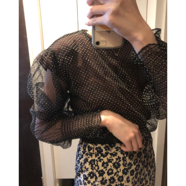 ZARA(ザラ)のZARA ドットチュールトップス レディースのトップス(シャツ/ブラウス(長袖/七分))の商品写真