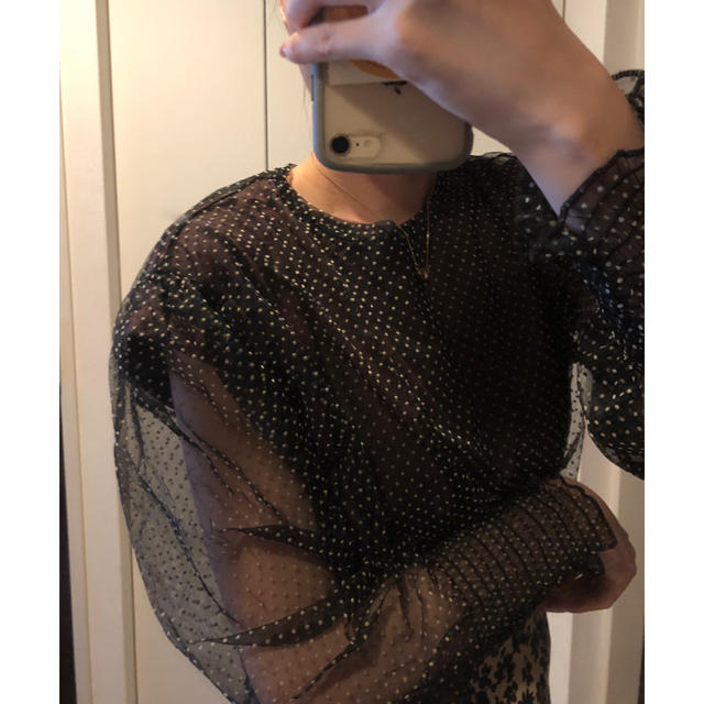 ZARA(ザラ)のZARA ドットチュールトップス レディースのトップス(シャツ/ブラウス(長袖/七分))の商品写真