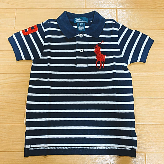 POLO RALPH LAUREN(ポロラルフローレン)の新品未使用★ラルフローレン ピッグポニー ボーダー半袖 ポロシャツ★24M キッズ/ベビー/マタニティのキッズ服男の子用(90cm~)(Tシャツ/カットソー)の商品写真