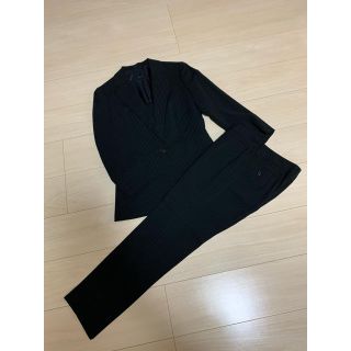 スーツカンパニー(THE SUIT COMPANY)の【美品】夏用　紺 白ストライプ　パンツスーツ　サイズ38(スーツ)