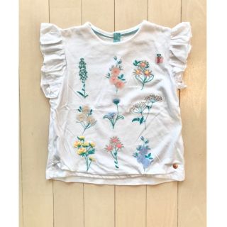 プチバトー(PETIT BATEAU)のMarks&Spencer 肩フリル 刺繍&チュール トップス(18-24M)(Tシャツ/カットソー)