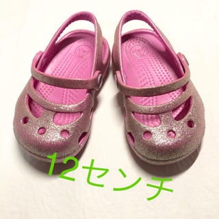 クロックス(crocs)のクロックス　キッズ　ピンクラメ入り　12センチ(サンダル)