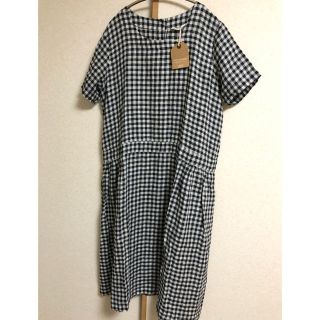 サンバレー(SUNVALLEY)の新品！！　sunvalley リネン　ギンガムチェック　ワンピース(ひざ丈ワンピース)