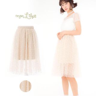 モンリリィ(mon Lily)のmonlily ドットチュールスカート(ひざ丈スカート)