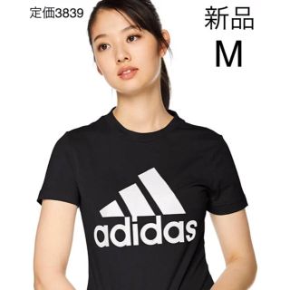 アディダス(adidas)の新品タグ付き　adidasアディダス　Tシャツスポーツウェア　レディース半袖黒M(Tシャツ(半袖/袖なし))