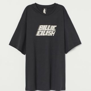 エイチアンドエム(H&M)のビリーアイリッシュ ロゴTシャツ ネイビー(Tシャツ/カットソー(半袖/袖なし))