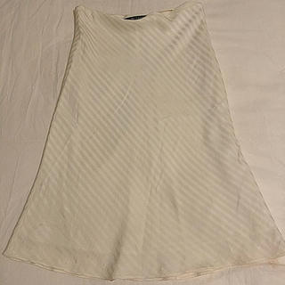 ラルフローレン(Ralph Lauren)のラルフローレン RF 白 ストライプ スカート 7号(ひざ丈スカート)