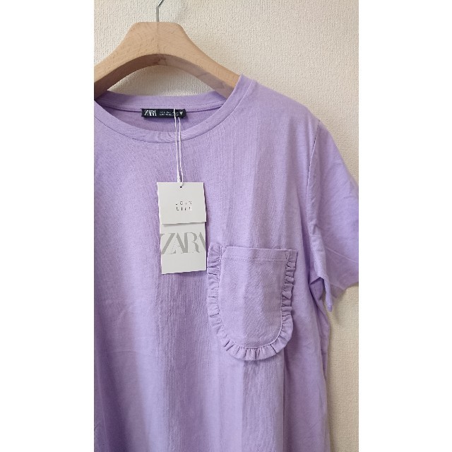 ZARA(ザラ)のもぐ様 専用  新品 ZARA フリルポケットTシャツ レディースのトップス(Tシャツ(半袖/袖なし))の商品写真