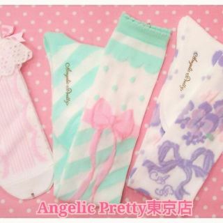 アンジェリックプリティー(Angelic Pretty)のAngelic Pretty Candy fun fair オーバーニー　ミント(ソックス)