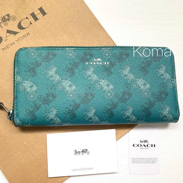 新品 COACH コーチ 長財布 馬車 ホース キャリッジ グリーン