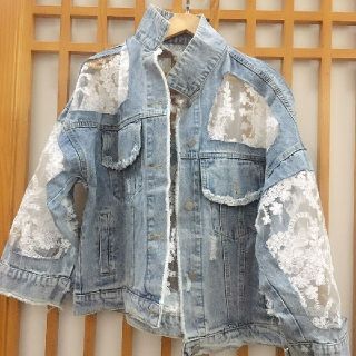 ザラ(ZARA)の透け シースルー レース デニムジャケット Ｇジャン(Gジャン/デニムジャケット)