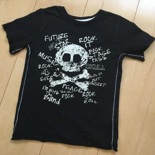 半袖　Tシャツ 90cm 黒 ドクロ ROCK(Tシャツ/カットソー)