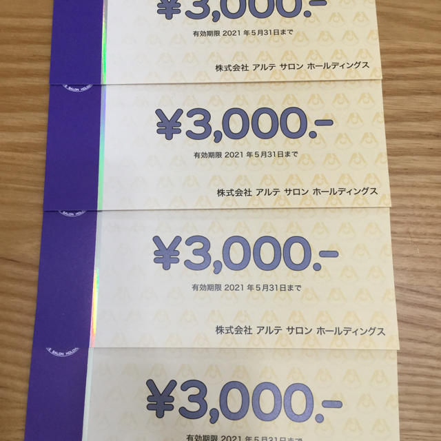 アルテサロン　株主優待　　12000円分