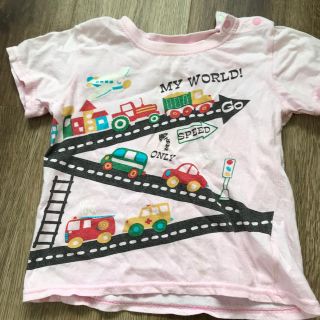 ニシマツヤ(西松屋)のピンク　車のティシャツ　95サイズ(Tシャツ/カットソー)