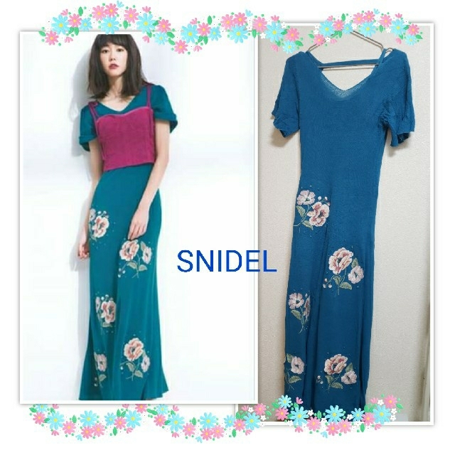 SNIDEL(スナイデル)のSNIDEL🖤エンブロイダリーロングニットワンピース レディースのワンピース(ロングワンピース/マキシワンピース)の商品写真