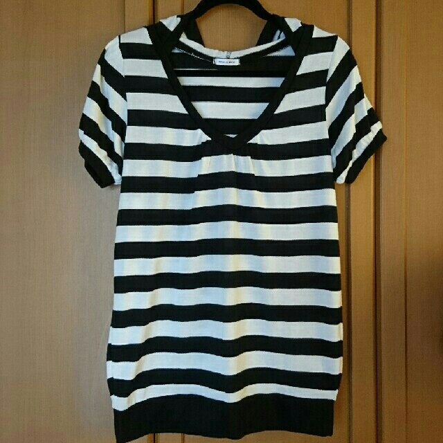 しまむら(シマムラ)の未使用しまむら フード付きボーダーシャツ レディースのトップス(Tシャツ(半袖/袖なし))の商品写真