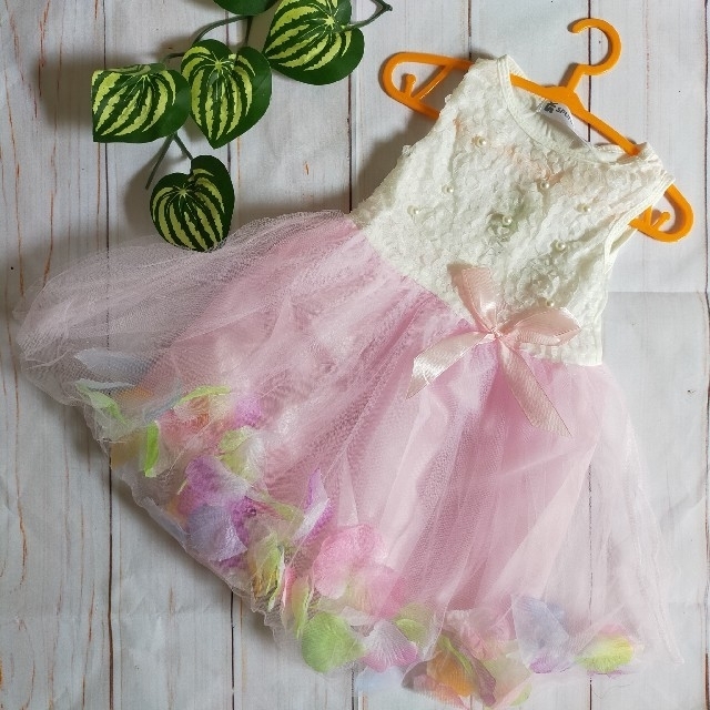新品🌟フラワーチュールドレス ピンク キッズ/ベビー/マタニティのベビー服(~85cm)(セレモニードレス/スーツ)の商品写真