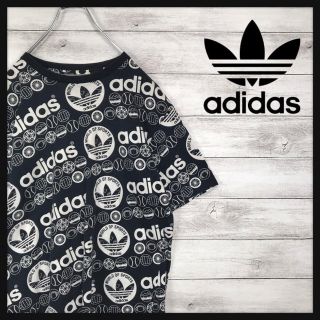 アディダス(adidas)のadidas アディダス Tシャツ 総柄 トレフォイル オシャレ レトロ(Tシャツ/カットソー(半袖/袖なし))