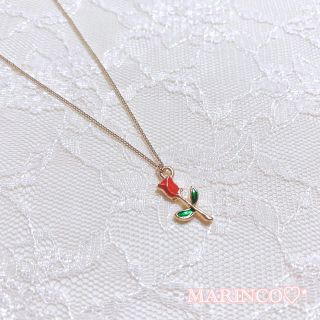 バラ 薔薇 赤 シンプルローズネックレス(NO.305)(ネックレス)