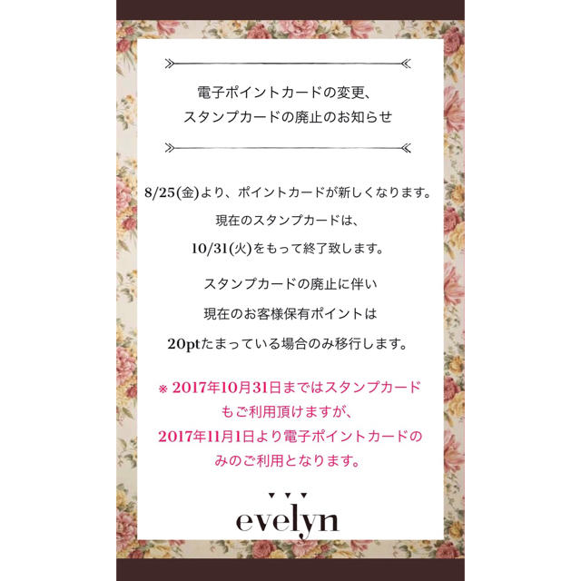 evelyn(エブリン)の【3,000円分】evelyn ポイントカード チケットの優待券/割引券(ショッピング)の商品写真