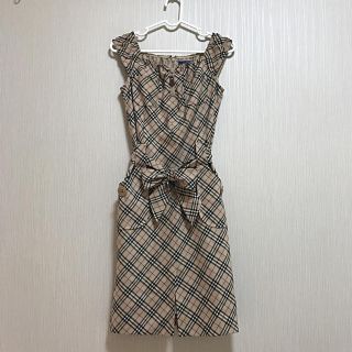 バーバリー(BURBERRY)の美品　BURBERRY LONDON    ワンピース　チェック　ベージュ　S(ひざ丈ワンピース)