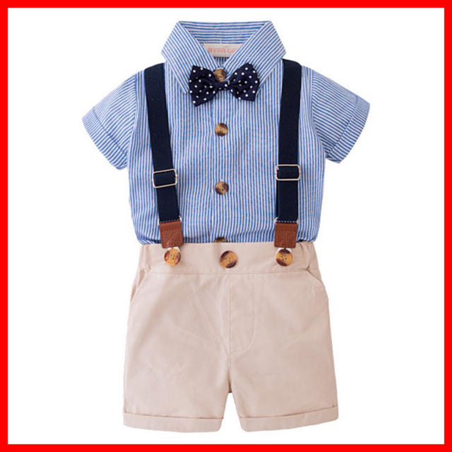 サスペンダー ストライプシャツ 蝶ネクタイ フォーマルセット✩.*˚ キッズ/ベビー/マタニティのキッズ服男の子用(90cm~)(ドレス/フォーマル)の商品写真