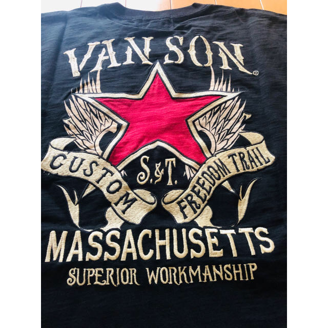 VANSON(バンソン)のバンソン VANSON レッドスター Tシャツ 黒 XXLサイズ 未使用 メンズのトップス(Tシャツ/カットソー(半袖/袖なし))の商品写真