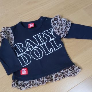 ベビードール(BABYDOLL)のBABYDOLL　黒＆ヒョウ柄　ロンT 80(シャツ/カットソー)