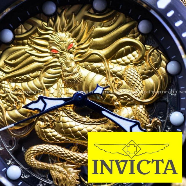 ◆INVICTAインビクタ/正規品/人気/ドラゴン/メンズ/腕時計/ゴールド