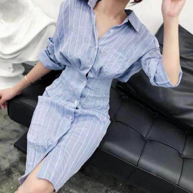 贈り物 【新品・即日発送】ストライプ シャツ L ワンピース レディース ドルマン 通販 ⭐︎チェックシャツキャップ⭐︎セット販売