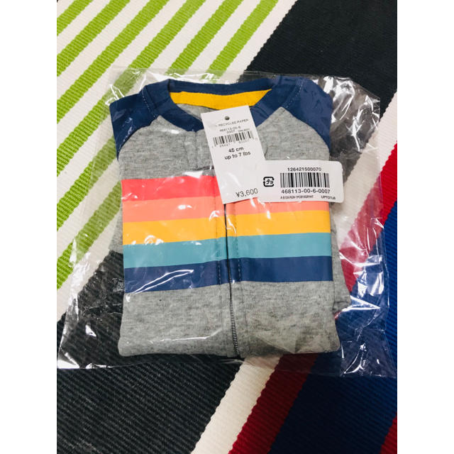 babyGAP(ベビーギャップ)の【新品未使用タグ付き】  baby GAP チェストストライプ半袖ボディオール キッズ/ベビー/マタニティのベビー服(~85cm)(ロンパース)の商品写真