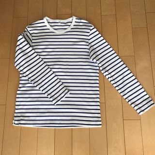 ユニクロ(UNIQLO)のユニクロ　メンズ長袖Tシャツ　ボーダー　白×ネイビー(Tシャツ/カットソー(七分/長袖))